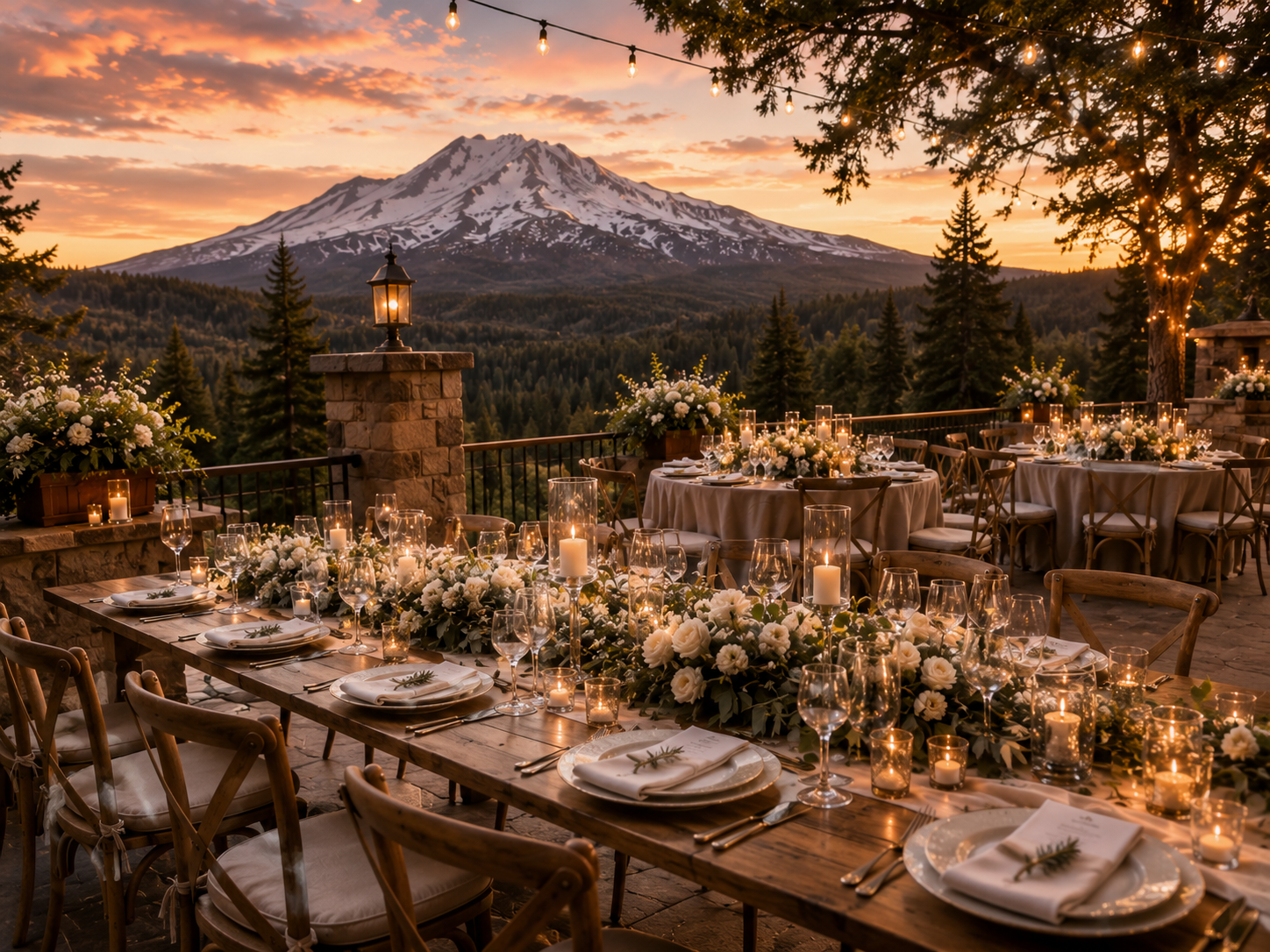 Estate dining setup with custom menu and wine pairing
